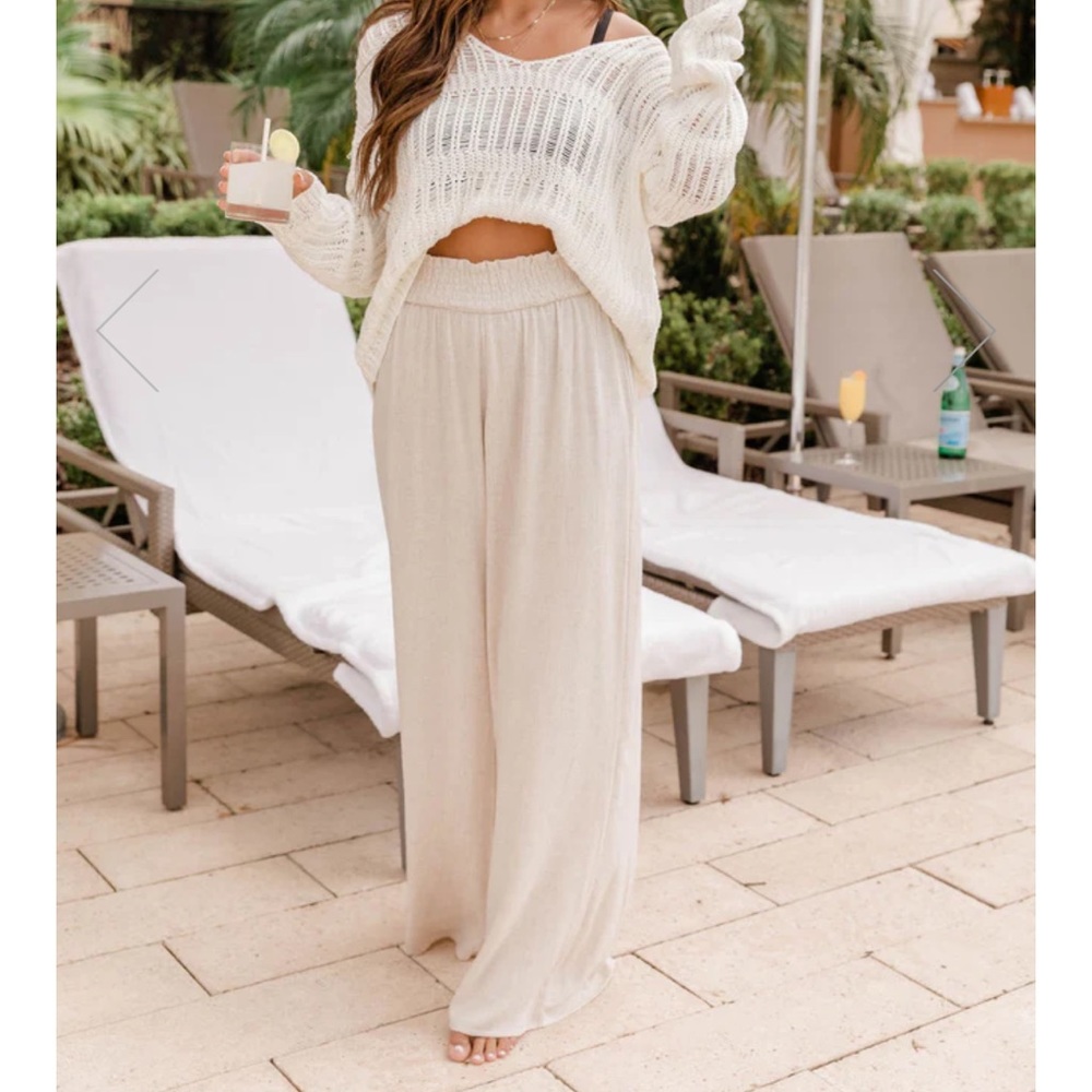 PINK LILY - Stolen Kiss Beach Pants (Taupe)